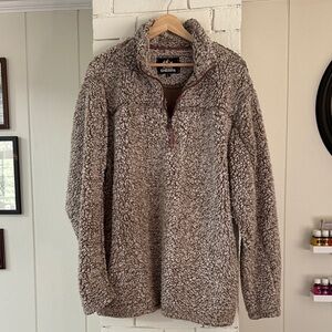 Women's Tan Sherpa Sweater 3/4 Zip Pullover